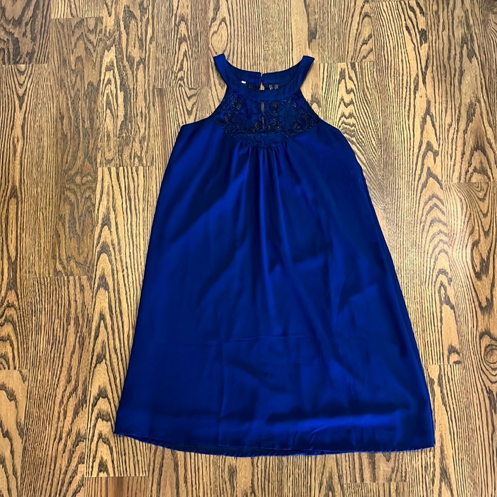 Dreagal Navy High Neck Flowy Dress